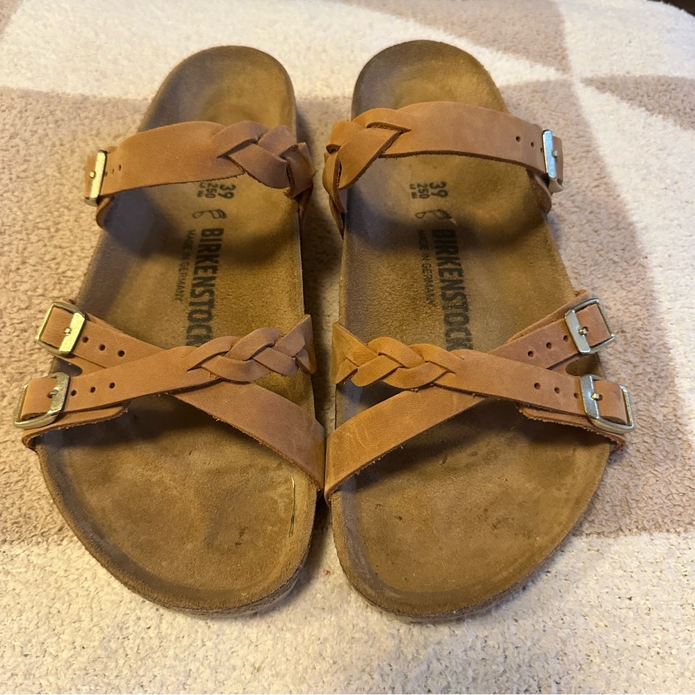 Birkenstock Tan Braided Leather Sandals